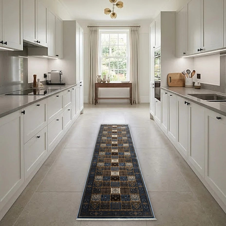 Room view: the rug on the floor of a furnished room