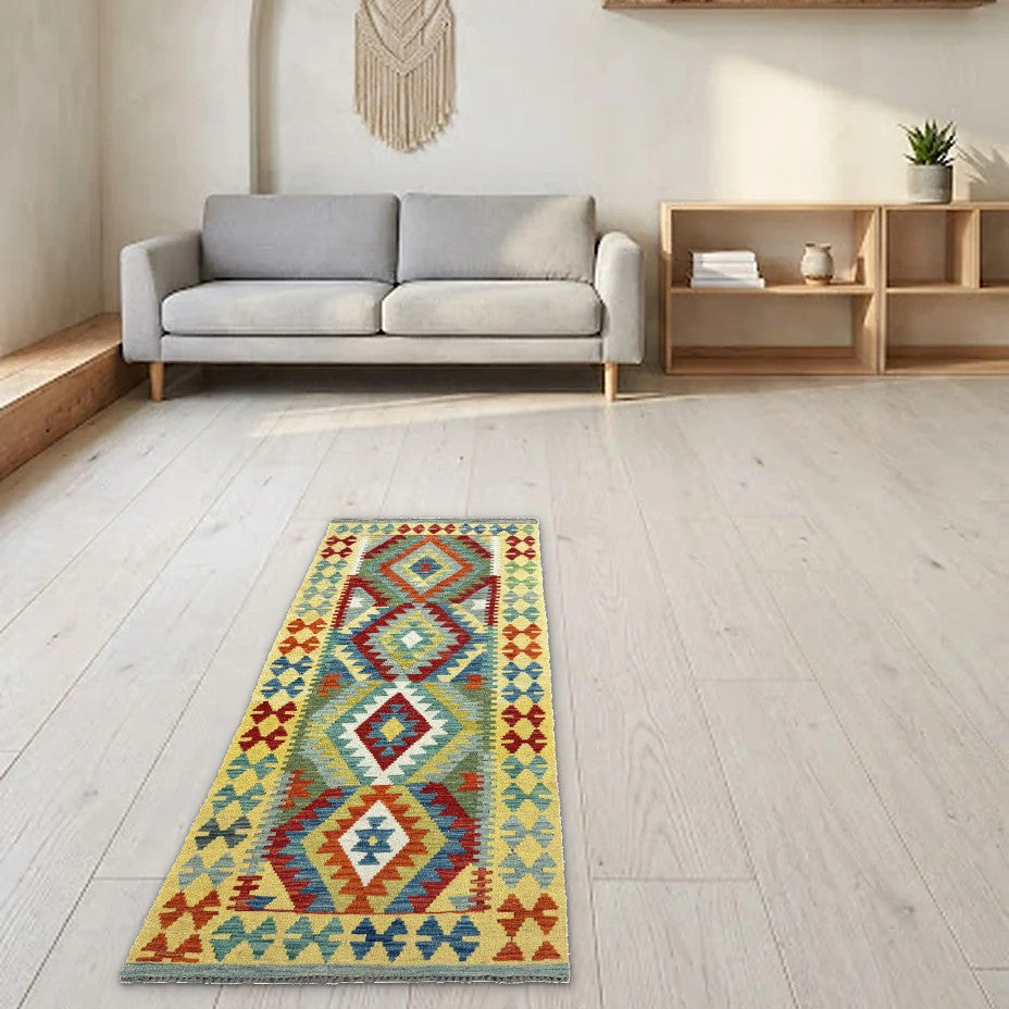Room view: the rug on the floor of a furnished room