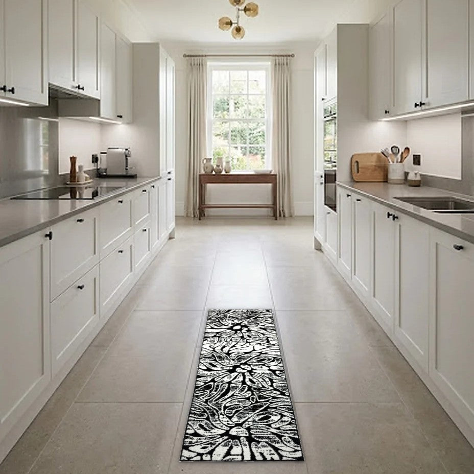 Room view: the rug on the floor of a furnished room