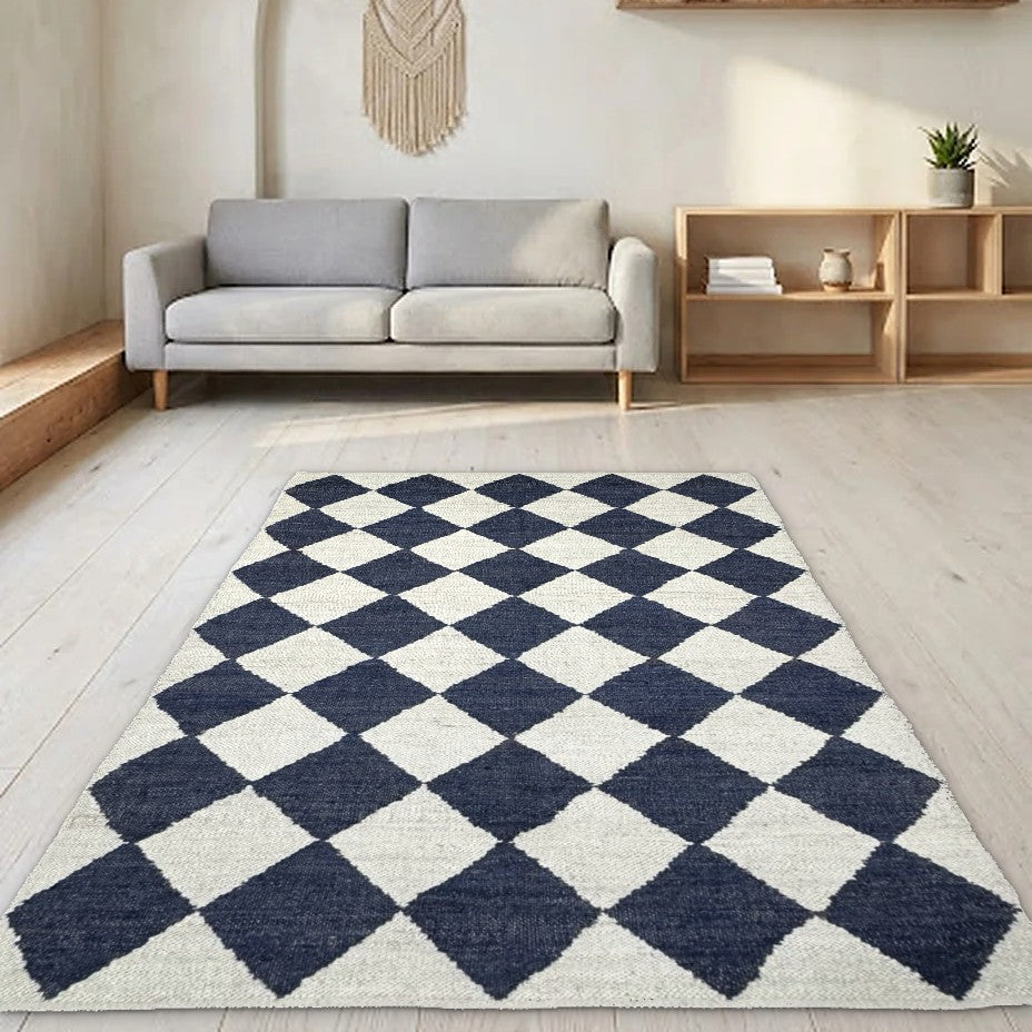 Room view: the rug on the floor of a furnished room