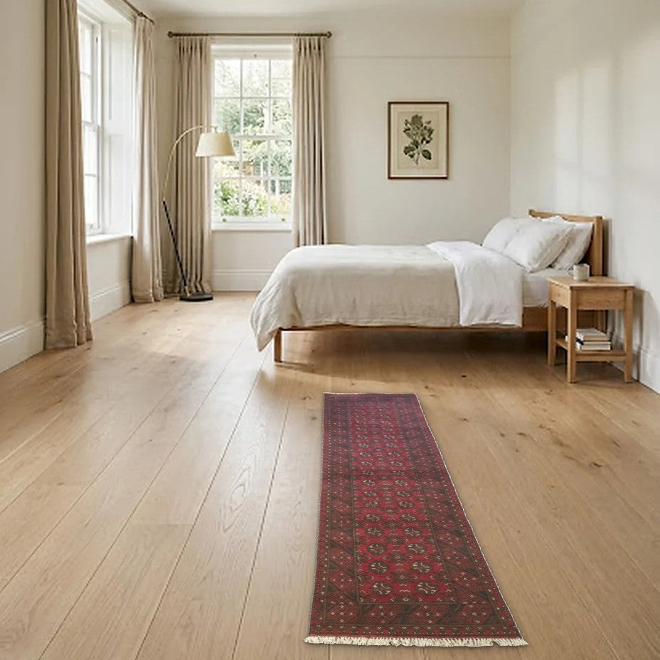 Room view: the rug on the floor of a furnished room