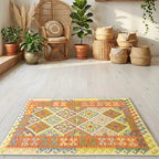 Room view: the rug on the floor of a furnished room