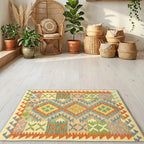 Room view: the rug on the floor of a furnished room