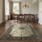 Room view: the rug on the floor of a furnished room