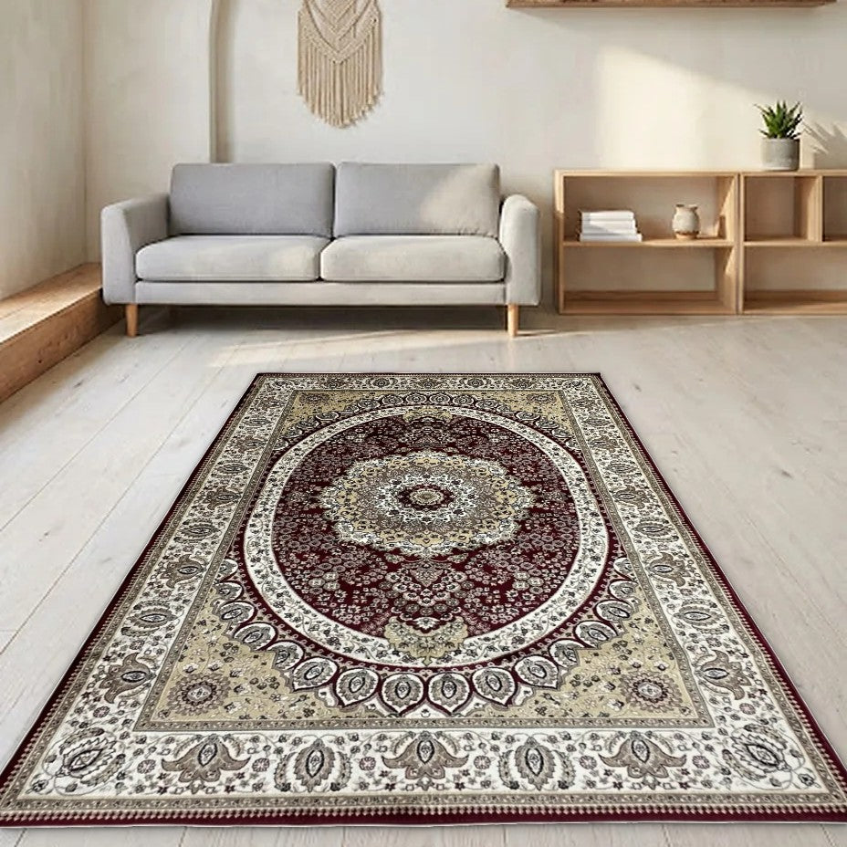 Room view: the rug on the floor of a furnished room