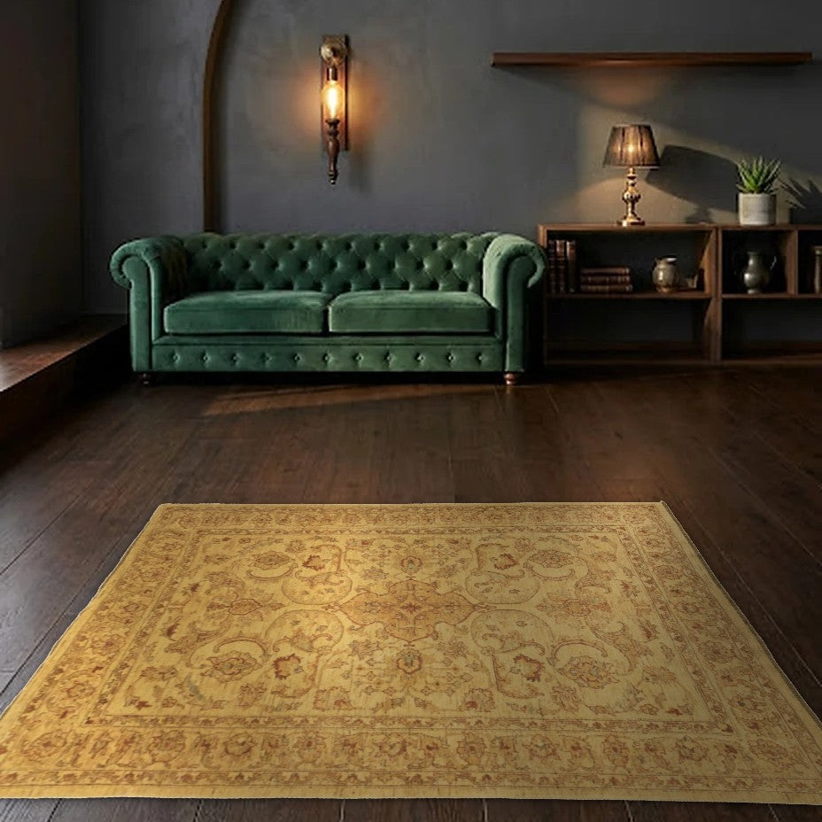 Room view: the rug on the floor of a furnished room