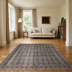 Room view: the rug on the floor of a furnished room