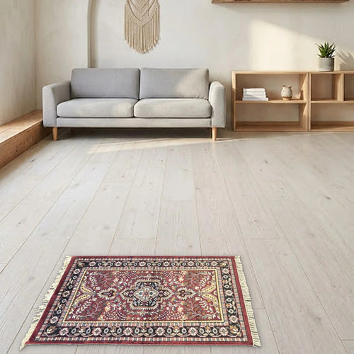 Room view: the rug on the floor of a furnished room