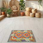 Room view: the rug on the floor of a furnished room