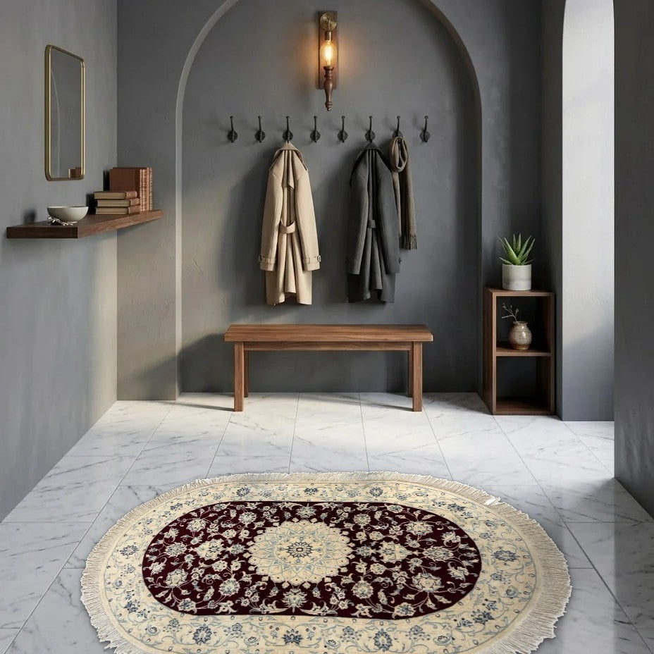 Room view: the rug on the floor of a furnished room