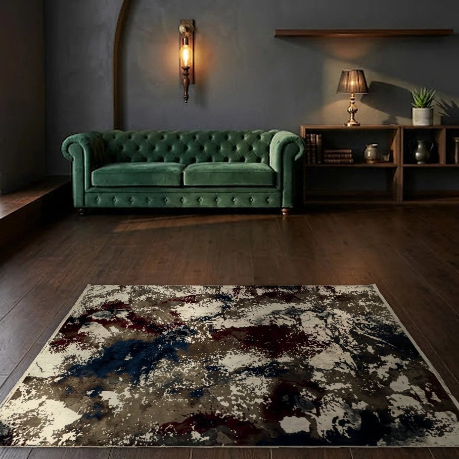Room view: the rug on the floor of a furnished room