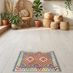 Room view: the rug on the floor of a furnished room