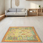Room view: the rug on the floor of a furnished room