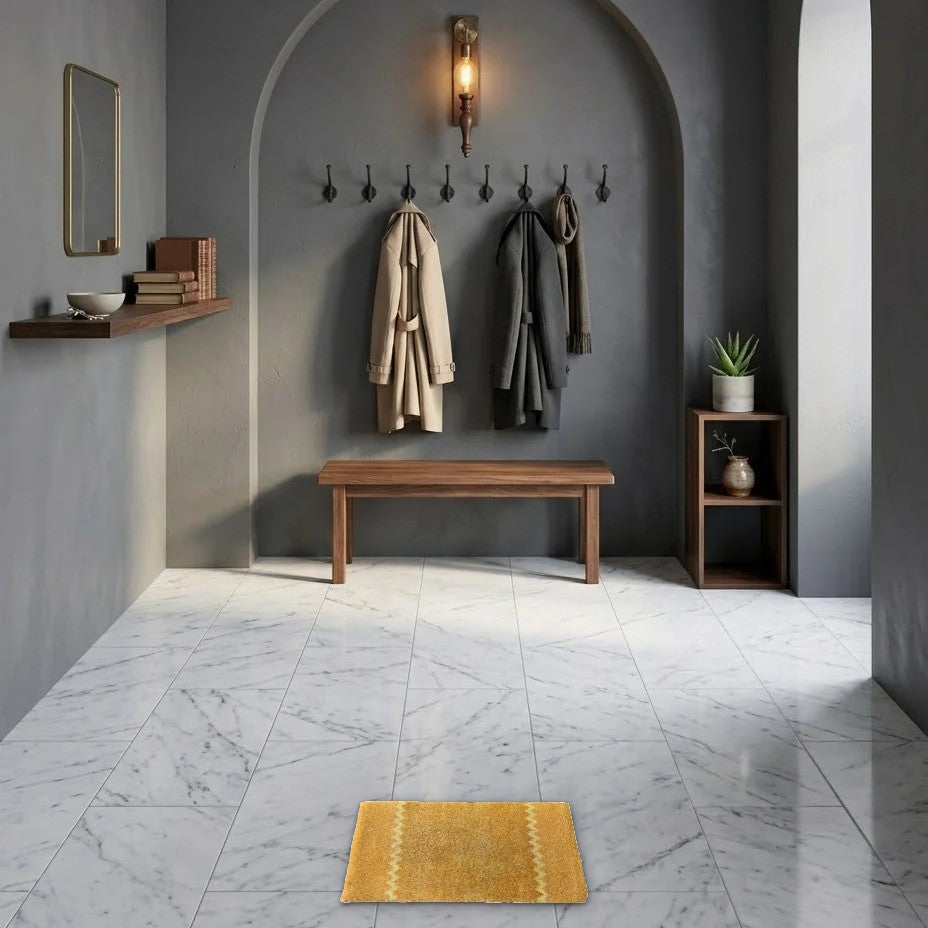 Room view: the rug on the floor of a furnished room