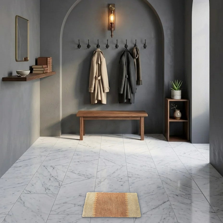 Room view: the rug on the floor of a furnished room