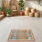 Room view: the rug on the floor of a furnished room