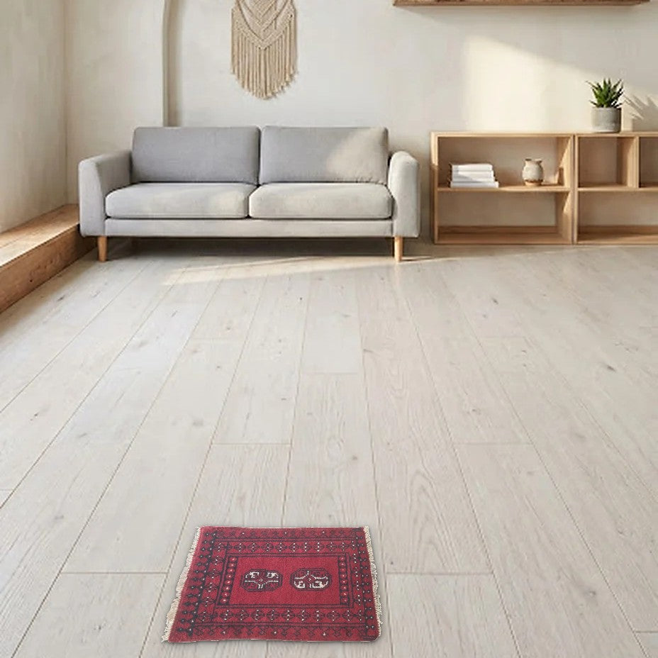 Room view: the rug on the floor of a furnished room