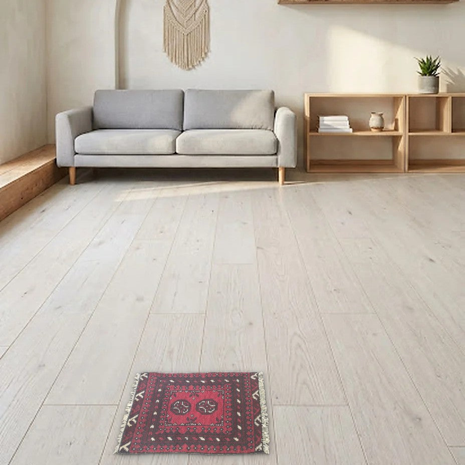 Room view: the rug on the floor of a furnished room