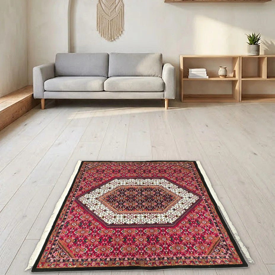 Room view: the rug on the floor of a furnished room