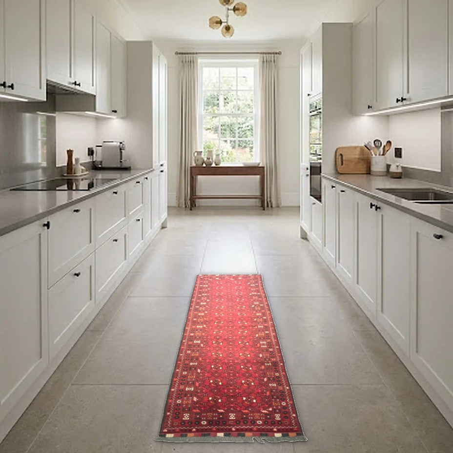 Room view: the rug on the floor of a furnished room