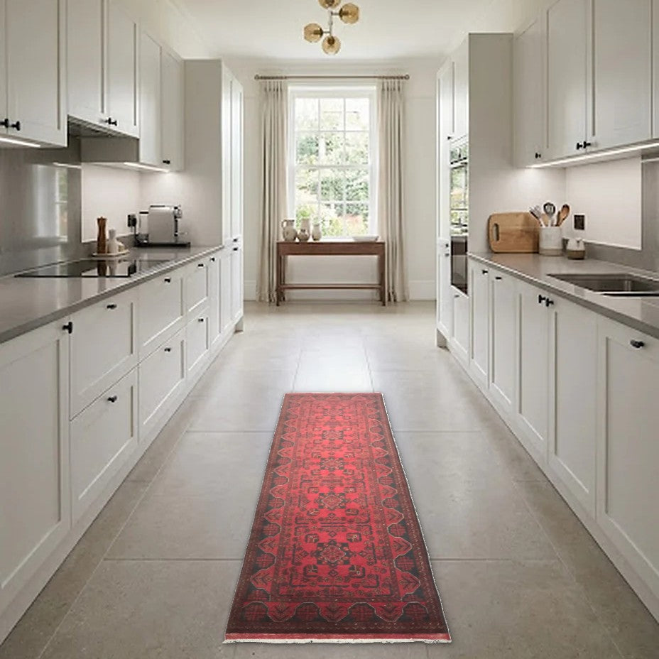 Room view: the rug on the floor of a furnished room