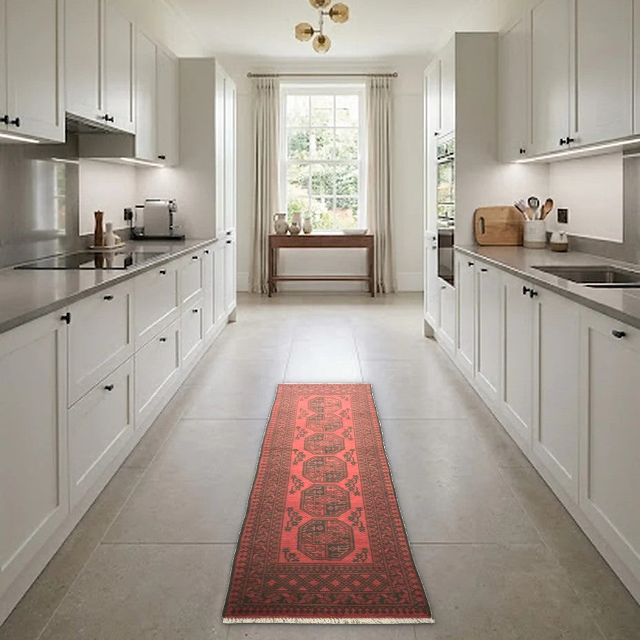 Room view: the rug on the floor of a furnished room