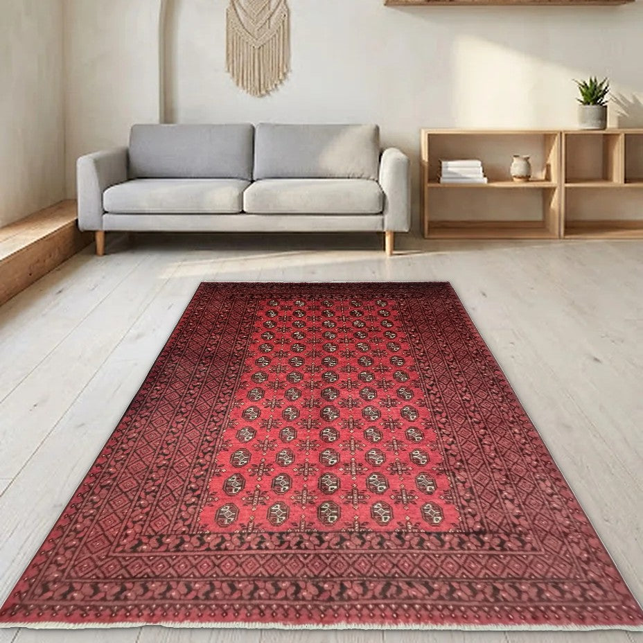Room view: the rug on the floor of a furnished room
