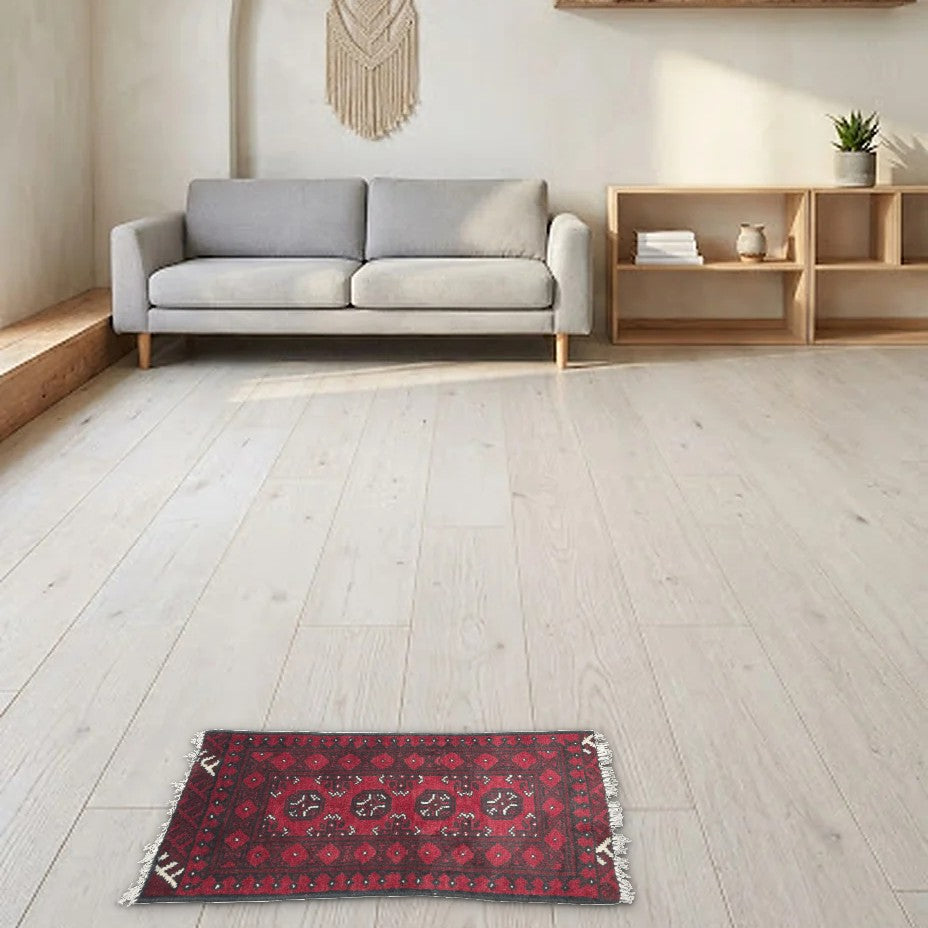 Room view: the rug on the floor of a furnished room