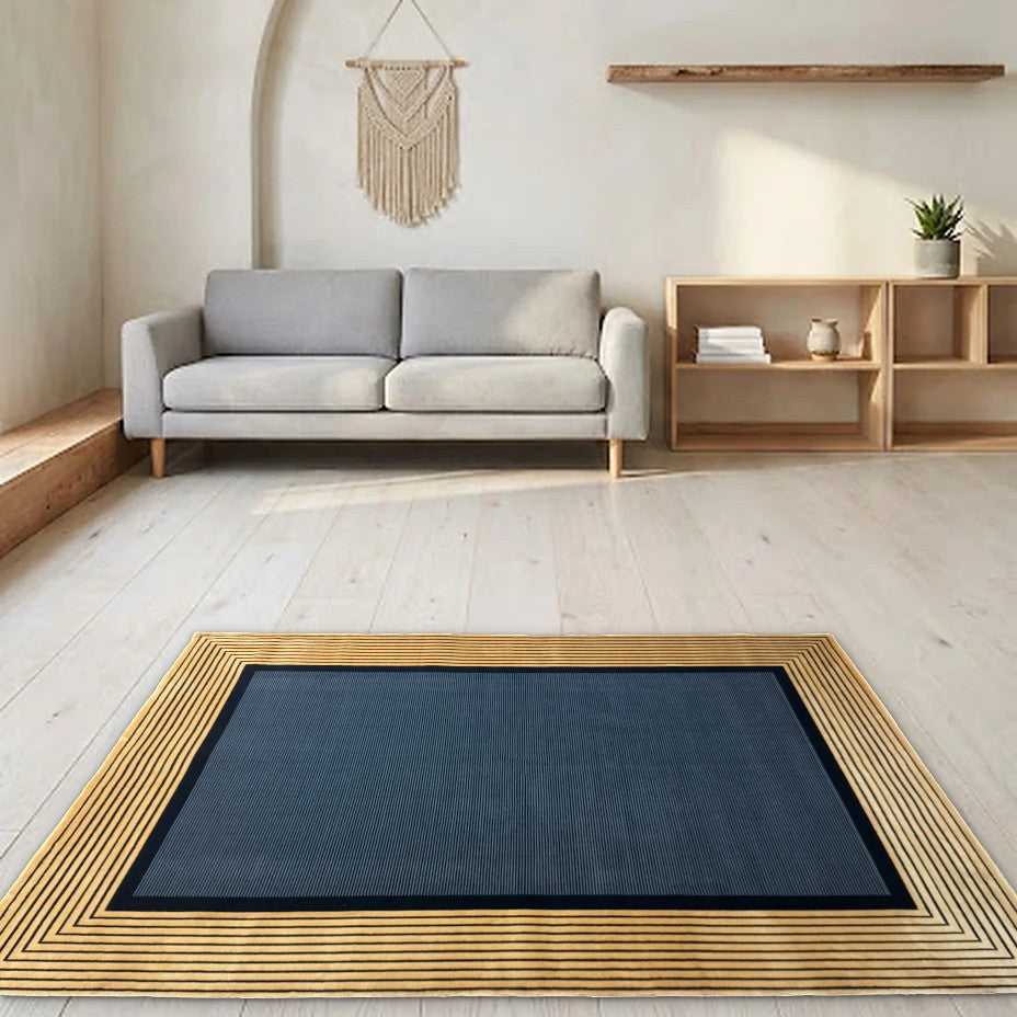 Room view: the rug on the floor of a furnished room