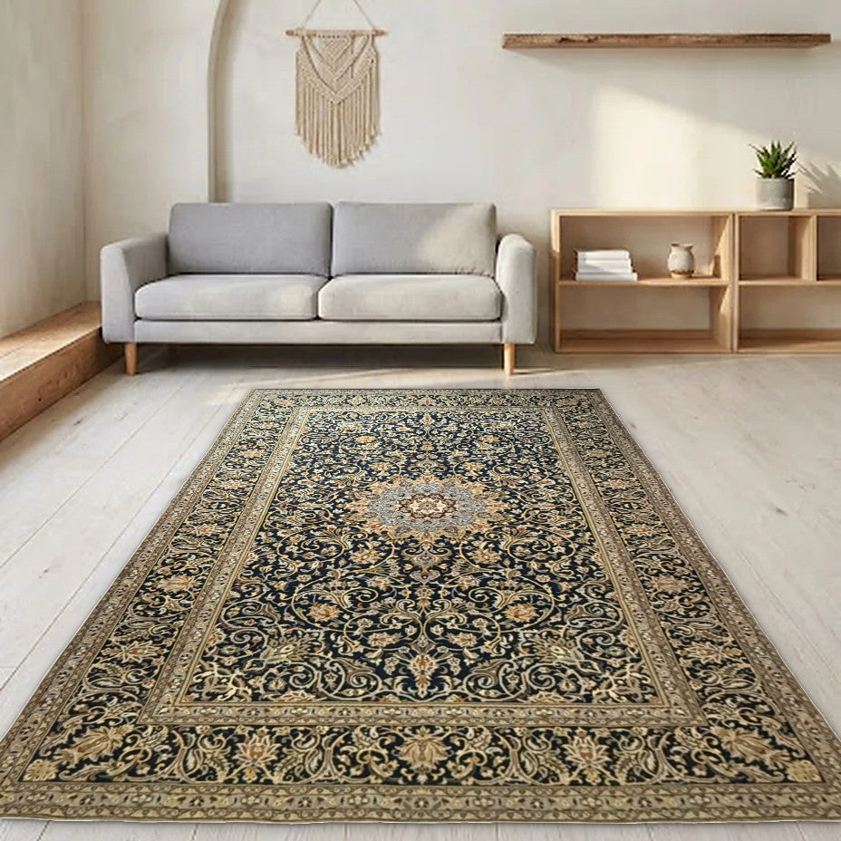 Room view: the rug on the floor of a furnished room