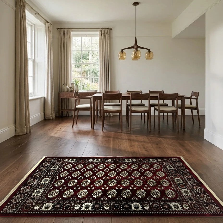 Room view: the rug on the floor of a furnished room