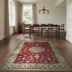 Room view: the rug on the floor of a furnished room