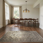 Room view: the rug on the floor of a furnished room