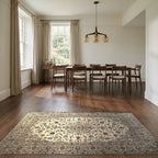 Room view: the rug on the floor of a furnished room