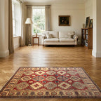 Room view: the rug on the floor of a furnished room
