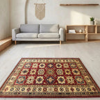 Room view: the rug on the floor of a furnished room