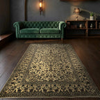 Room view: the rug on the floor of a furnished room