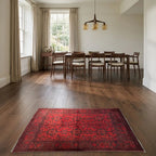 Room view: the rug on the floor of a furnished room