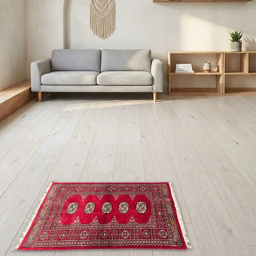 Room view: the rug on the floor of a furnished room