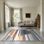 Room view: the rug on the floor of a furnished room