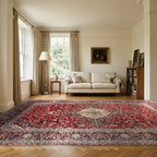 Room view: the rug on the floor of a furnished room