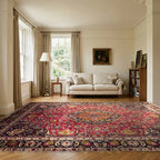 Room view: the rug on the floor of a furnished room