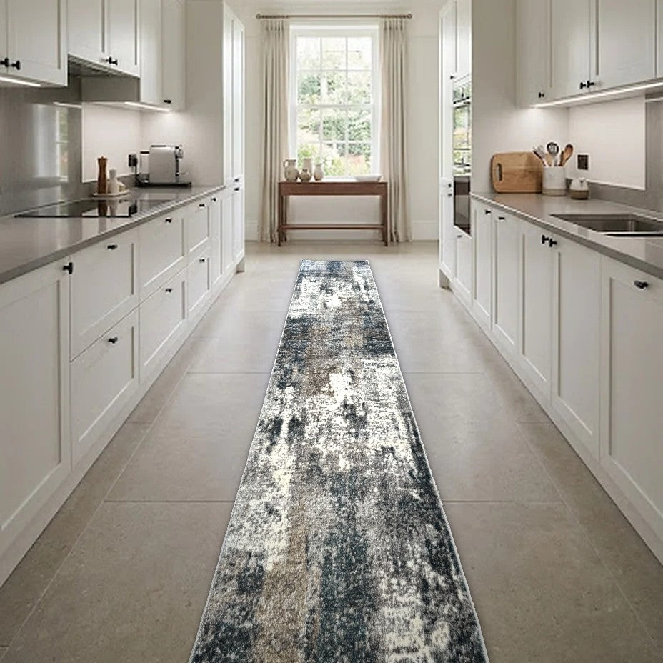 Room view: the rug on the floor of a furnished room