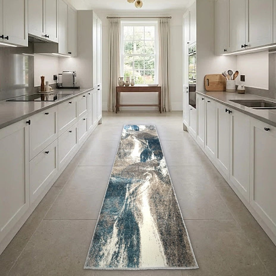 Room view: the rug on the floor of a furnished room