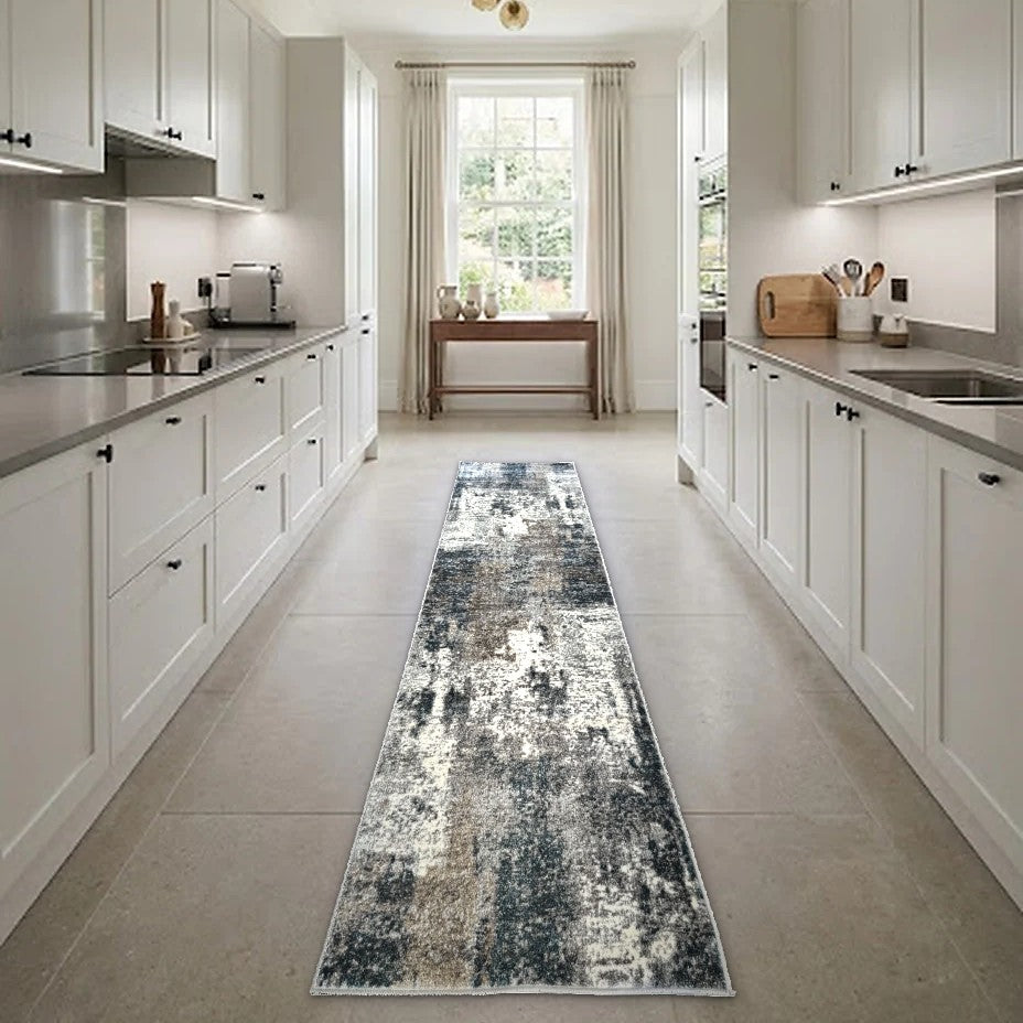 Room view: the rug on the floor of a furnished room