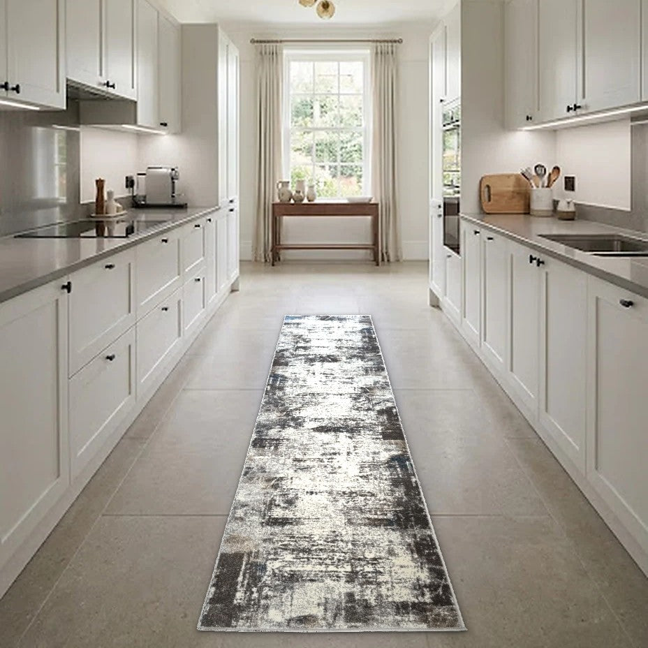 Room view: the rug on the floor of a furnished room
