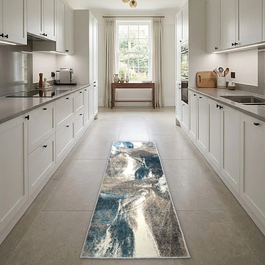 Room view: the rug on the floor of a furnished room