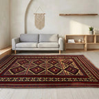 Room view: the rug on the floor of a furnished room