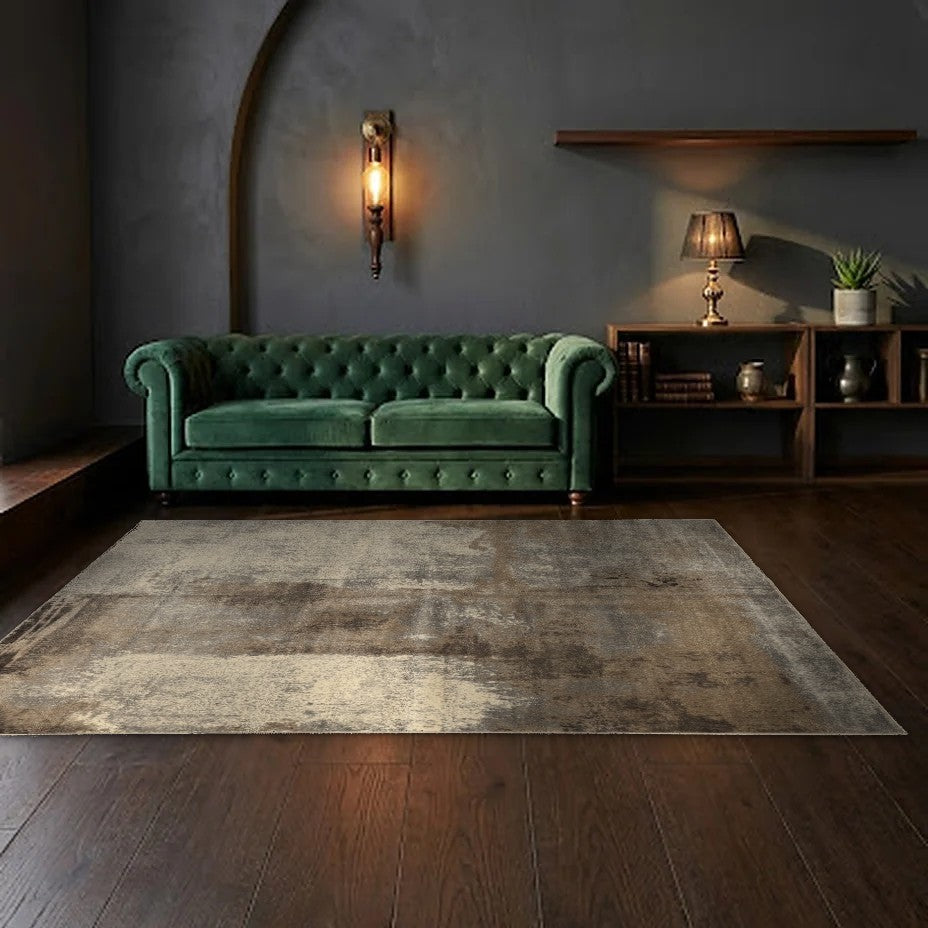 Room view: the rug on the floor of a furnished room