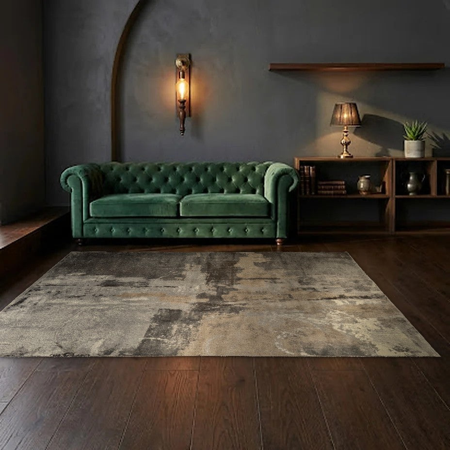 Room view: the rug on the floor of a furnished room